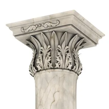 Greek column marble in white background Stock Illustration