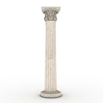 Greek column marble in white background Stock Illustration