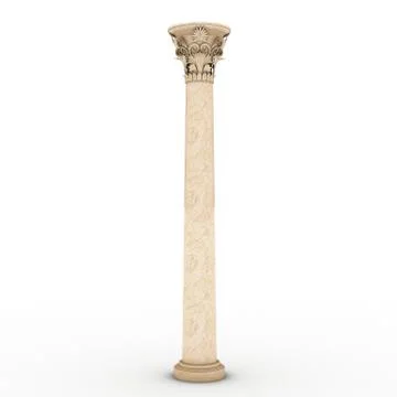 Greek column marble in white background Stock Illustration
