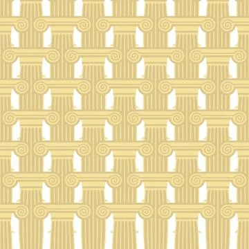 Greek Column seamless pattern. Vector background of elements of ancient archi Stock Illustration