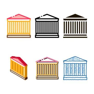 Greek columns building variations icon vector outline Stock Illustration
