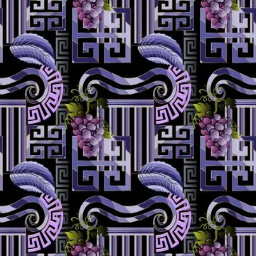 Greek decorative vector seamless pattern. Abstract 3d ornament Stock Illustration