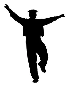Greek Evzone dancing man vector silhouette, traditional Balkan folklore Stock Illustration