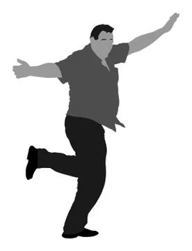 Greek Evzone dancing man vector, traditional Balkan folklore. Stock Illustration
