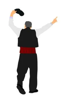A Greek Evzone dancing vector isolated. Traditional folk dance Stock Illustration