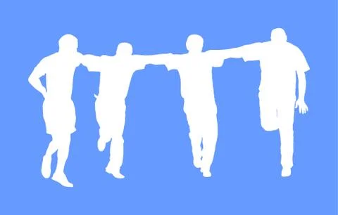 Greek Evzone dancing vector silhouette, traditional Balkan folklore kolo Stock Illustration