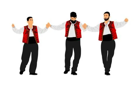 Greek Evzone dancing vector. Traditional folklore kolo Stock Illustration