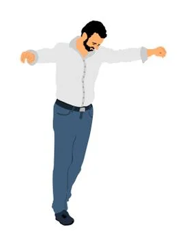 Greek Evzone dancing vector. Traditional folk dance man Stock Illustration