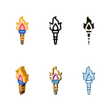Greek fire torch icon vector outline diversity 스톡 일러스트