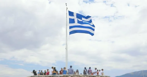Greek flag in the Acropolis Stock Footage 91789842
