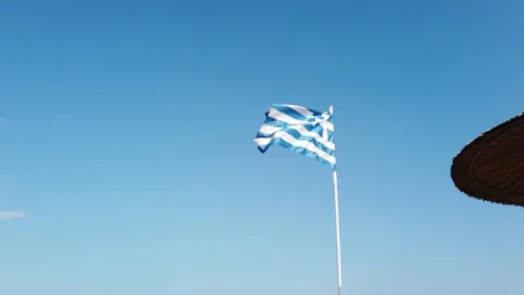 Greek Flag Beachbar Stock Footage 136095249
