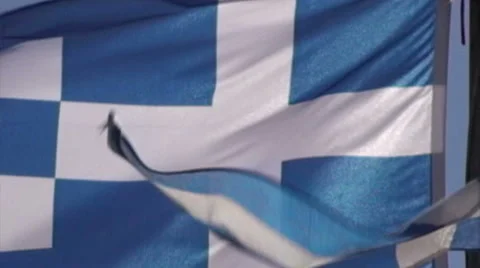 Greek Flag - close up 2 Видео 41645122