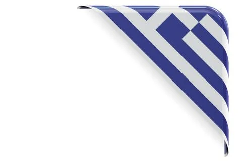 Greek flag corner, button, label. 3D rendering Stock Illustration