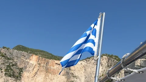 Greek flag fluttering in the wind 스톡 동영상 115708195