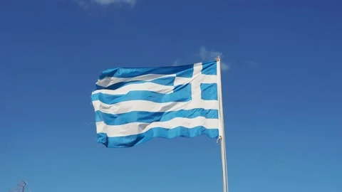 Greek flag fluttering in the wind Stock Footage 145090659