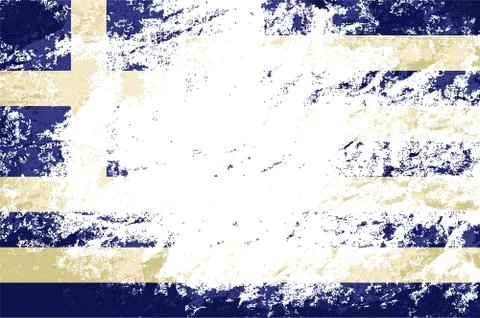 Greek flag. Grunge background. Vector illustration Stock Illustration