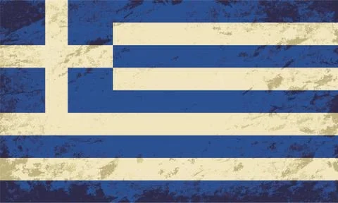 Greek flag. Grunge background. Vector illustration Stock Illustration