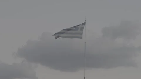 The Greek flag in Paphos, Cyprus Stock-Footage 344056273