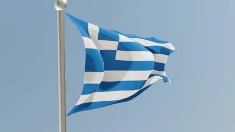Greek flag on pole Stock Footage 314908299