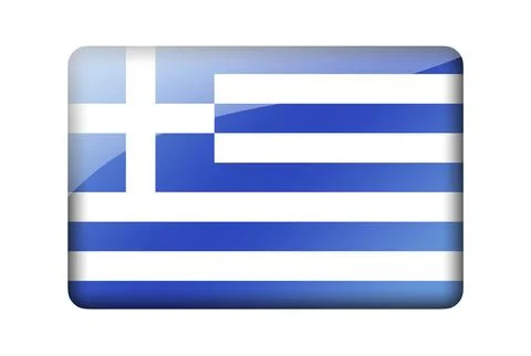 The Greek flag. Rectangular glossy icon. Isolated on white background Stock Illustration