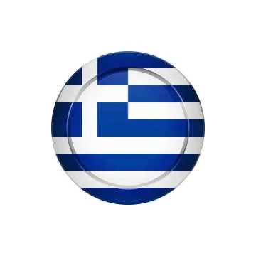 Greek flag on the round button, vector illustration Stock Illustration