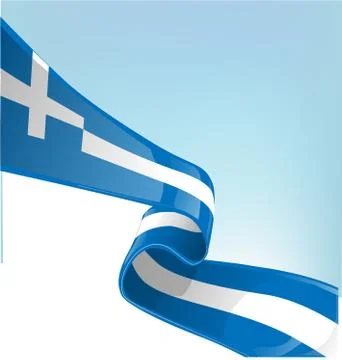 Greek flag on sky background イラスト素材