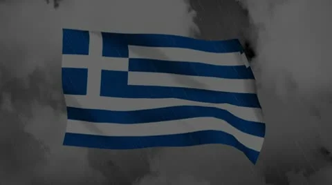 Greek flag thunder and cloud cg background for negative image footage Video stock 10598180