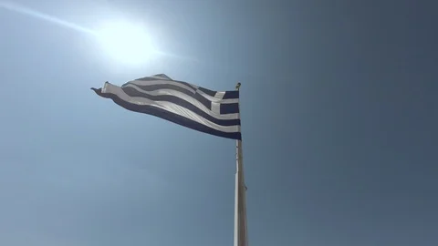 Greek Flag waving Stock Footage 96088619