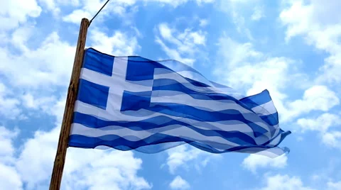 Greek flag in the wind 库存影片 52809557