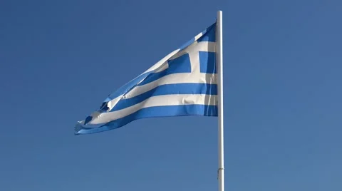 Greek flag in a wind Stock Footage 64345003