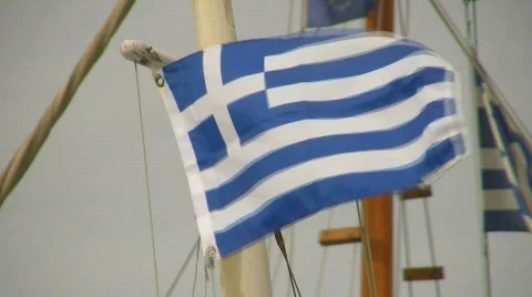 Greek Flags waving in the Wind Video stock 729333