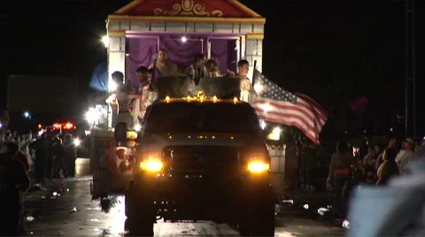 Greek float at Mardi Gras parade in New Orleans Stock Footage 8653372