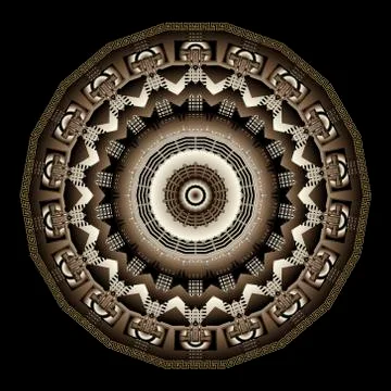 Greek floral vector mandala pattern. Abstract textured background. Modern bac Stock Illustration