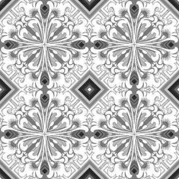 Greek floral vector seamless pattern. Ornamental geometric monochrome background Stock-Illustration