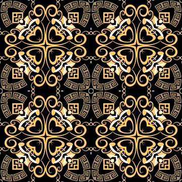 Greek floral vector seamless pattern. Ornamental geometric ethnic tribal style Stock Illustration