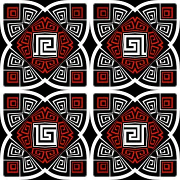 Greek floral vector seamless pattern. Ornamental geometric ethnic tribal style Stock-Illustration