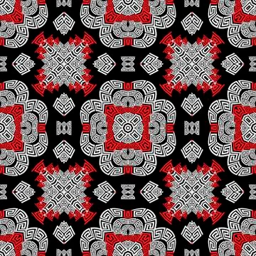Greek floral vector seamless pattern. Ornamental geometric ethnic tribal style Stock Illustration