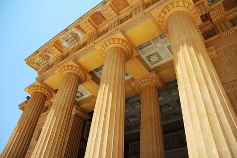 Greek freestone columns Stock Photos