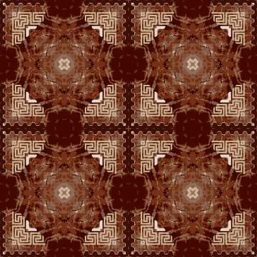 Greek grunge vector seamless pattern. Ornamental geometric ethnic tribal styl イラスト素材