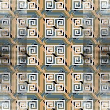 Greek half tone seamless pattern. Grunge vector background. Repeat urban styl Stock Illustration