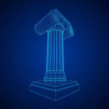 Greek ionic column. Ancient pillars. Stock Illustration