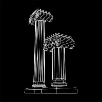 Greek ionic column. Ancient pillars. Stock Illustration