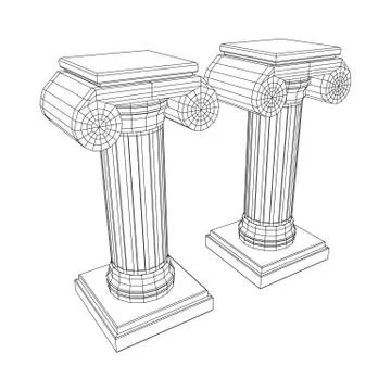 Greek ionic column. Ancient pillars. Stock Illustration
