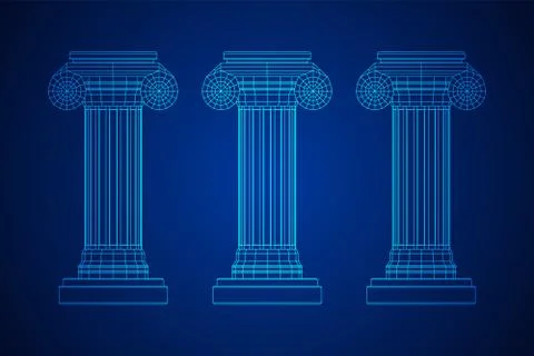 Greek ionic column. Ancient pillars. Stock Illustration