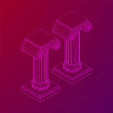 Greek ionic column. Ancient pillars. Stock Illustration