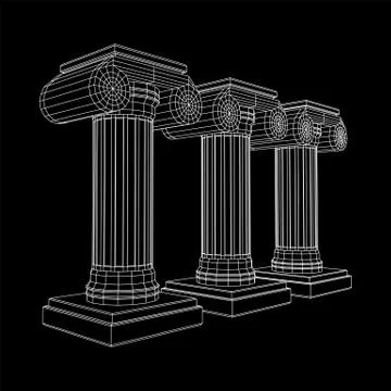 Greek ionic column. Ancient pillars. Stock Illustration