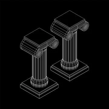 Greek ionic column. Ancient pillars. Stock Illustration