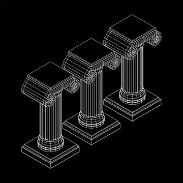 Greek ionic column. Ancient pillars. Stock Illustration