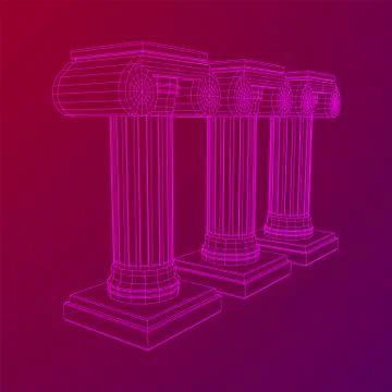 Greek ionic column. Ancient pillars. Stock Illustration