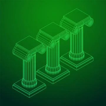 Greek ionic column. Ancient pillars. Stock Illustration